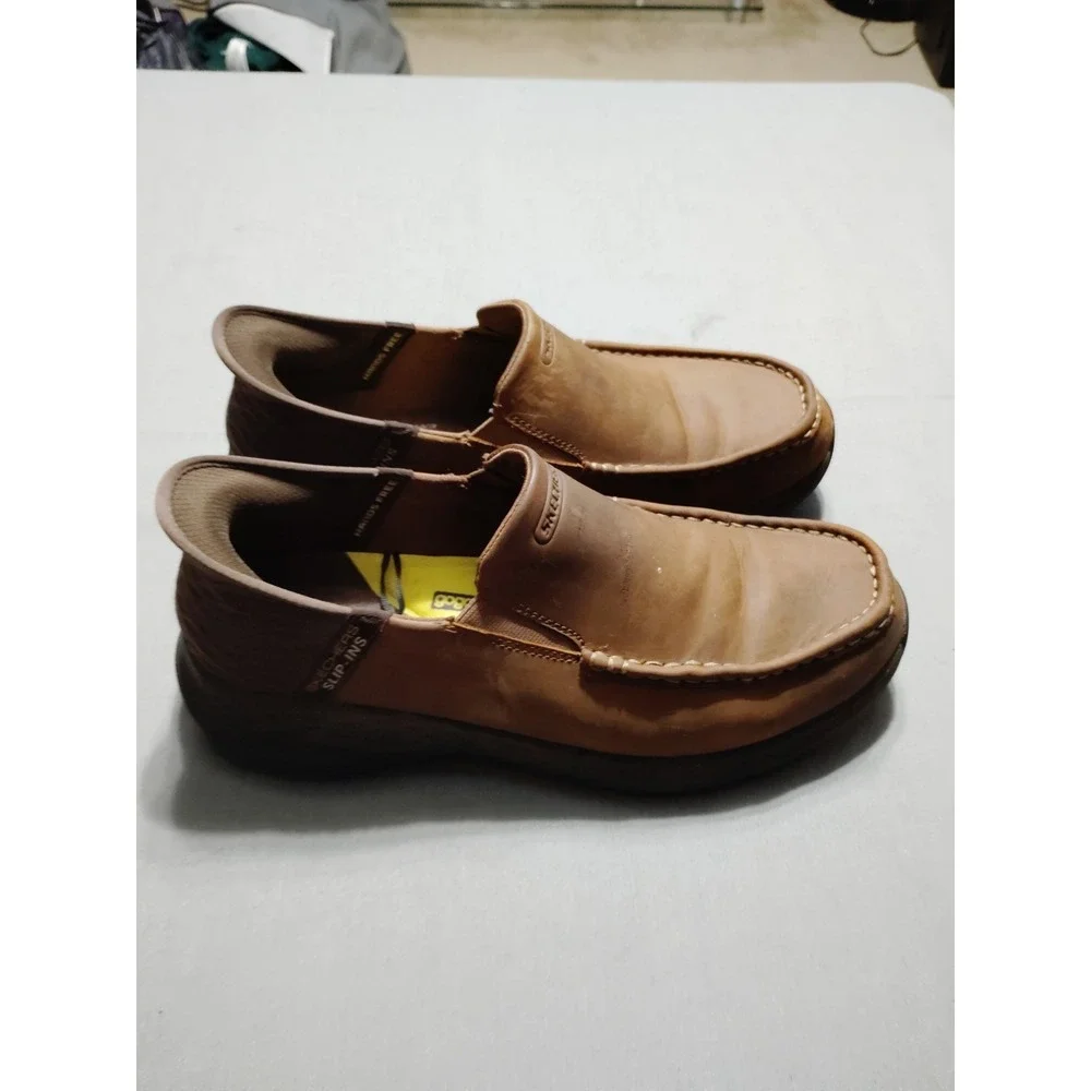 Skechers Goga Mat Arch Slip-Ins‎ Shoes Men 11 WIDE Brown Air Cooled Memory Foam